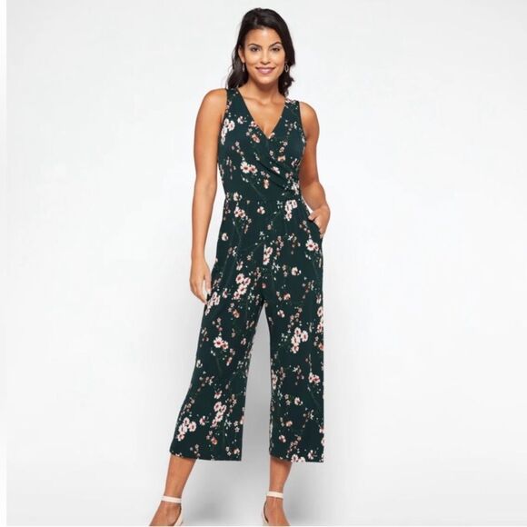 Kaleigh Loretta cropped knit Green Floral Jumpsuit size‎ M Stitch Fix NWT - Picture 1 of 5